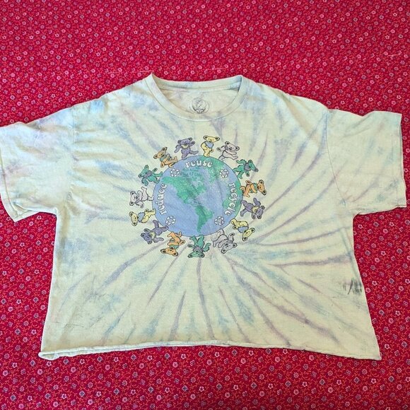 Grateful Dead Dancing Bears Reduce Reuse Recycle Shirt Boxy Crop Festival Boho - Picture 5 of 5